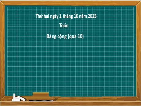 Bài giảng Toán 2 Sách Kết nối tri thức - Bài 8: Bảng cộng (Qua 10) - Năm học 2023-2024 - Nguyễn Thị Hồng Thuần