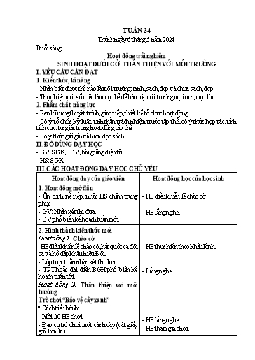 Kế hoạch bài dạy Khôi 1 - Tuần 34 - Năm học 2023-2024 - Nguyễn Thị Thanh Hiền