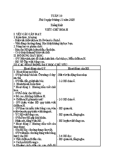 Kế hoạch bài dạy Khối 2 - Tuần 10 - Năm học 2023-2024 - Mai Thị Thuận