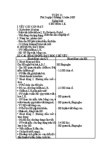 Kế hoạch bài dạy Khối 2 - Tuần 11 - Năm học 2023-2024 - Mai Thị Thuận