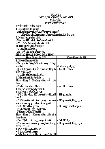 Kế hoạch bài dạy Khối 2 - Tuần 12 - Năm học 2023-2024 - Mai Thị Thuận