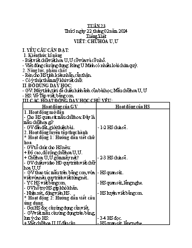 Kế hoạch bài dạy Khối 2 - Tuần 23 - Năm học 2023-2024 - Nguyễn Thị Hồng Thuần