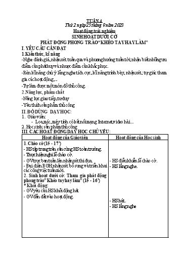 Kế hoạch bài dạy Khối 2 - Tuần 4 - Năm học 2023-2024 - Phan Thị Loan
