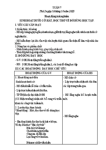 Kế hoạch bài dạy Khối 2 - Tuần 7 - Năm học 2023-2024 - Phan Thị Loan