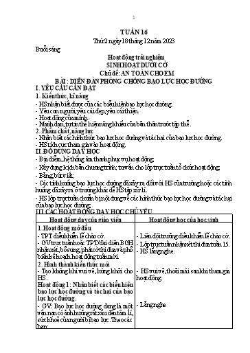 Kế hoạch bài dạy Lớp 1 - Tuần 16 - Năm học 2023-2024 - Nguyễn Thị Thanh Hiền
