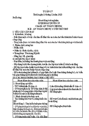 Kế hoạch bài dạy Lớp 1 - Tuần 17 - Năm học 2023-2024 - Nguyễn Thị Thanh Hiền