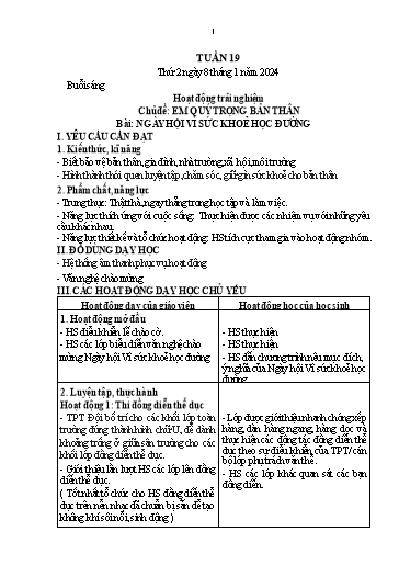 Kế hoạch bài dạy Lớp 1 - Tuần 19 - Năm học 2023-2024 - Nguyễn Thị Thanh Hiền