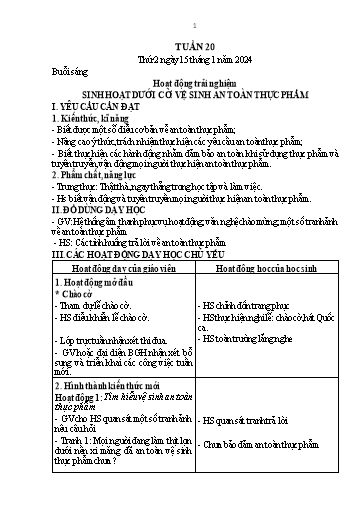 Kế hoạch bài dạy Lớp 1 - Tuần 20 - Năm học 2023-2024 - Nguyễn Thị Thanh Hiền