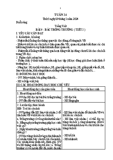 Kế hoạch bài dạy Lớp 1 - Tuần 24 - Năm học 2023-2024 - Nguyễn Thị Thanh Hiền