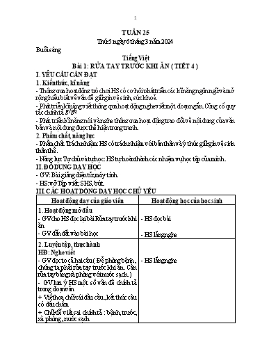 Kế hoạch bài dạy Lớp 1 - Tuần 25 - Năm học 2023-2024 - Nguyễn Thị Thanh Hiền