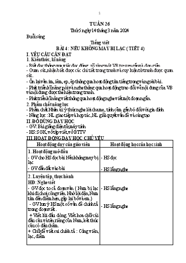 Kế hoạch bài dạy Lớp 1 - Tuần 26 - Năm học 2023-2024 - Nguyễn Thị Thanh Hiền