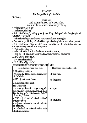 Kế hoạch bài dạy Lớp 1 - Tuần 27 - Năm học 2023-2024 - Nguyễn Thị Thanh Hiền