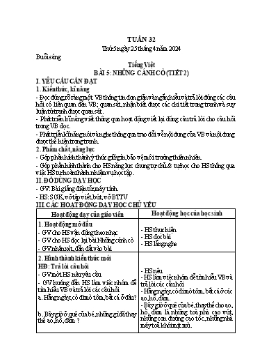 Kế hoạch bài dạy Lớp 1 - Tuần 32 - Năm học 2023-2024 - Nguyễn Thị Thanh Hiền