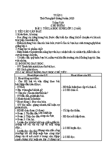 Kế hoạch bài dạy Lớp 2 - Tuần 1 - Năm học 2023-2024 - Mai Thị Thuận