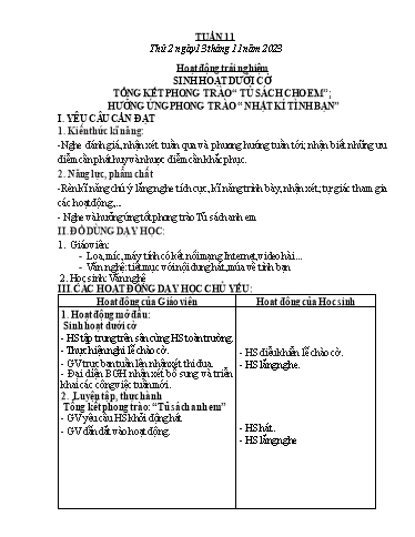 Kế hoạch bài dạy Lớp 2 - Tuần 11 - Năm học 2023-2024 - Hà Thị Mỹ Hướng