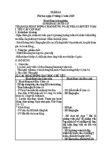 Kế hoạch bài dạy Lớp 2 - Tuần 13 - Năm học 2023-2024 - Hà Thị Mỹ Hướng