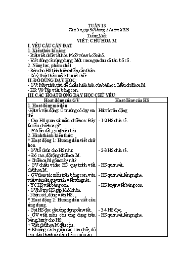 Kế hoạch bài dạy Lớp 2 - Tuần 13 - Năm học 2023-2024 - Mai Thị Thuận