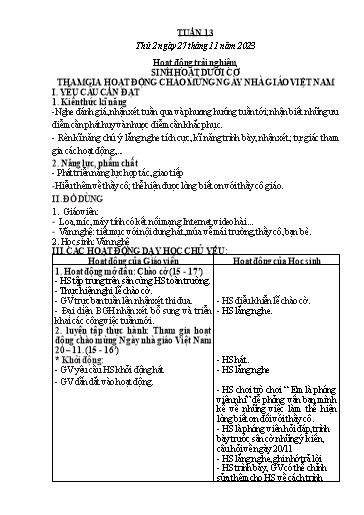 Kế hoạch bài dạy Lớp 2 - Tuần 13 - Năm học 2023-2024 - Phan Thị Loan