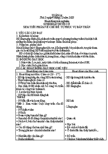 Kế hoạch bài dạy Lớp 2 - Tuần 14 - Năm học 2023-2024 - Mai Thị Thuận