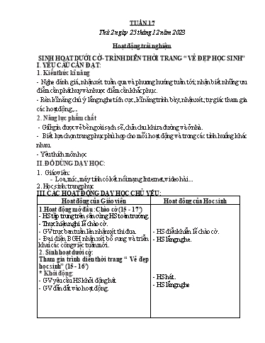 Kế hoạch bài dạy Lớp 2 - Tuần 17 - Năm học 2023-2024 - Phan Thị Loan