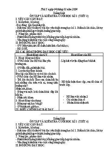 Kế hoạch bài dạy Lớp 2 - Tuần 18 - Năm học 2023-2024 - Phan Thị Loan