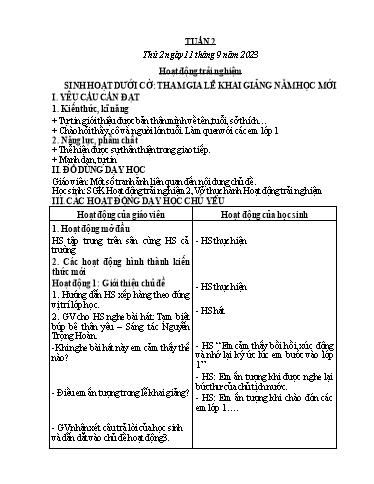 Kế hoạch bài dạy Lớp 2 - Tuần 2 - Năm học 2023-2024 - Mai Thị Thuận