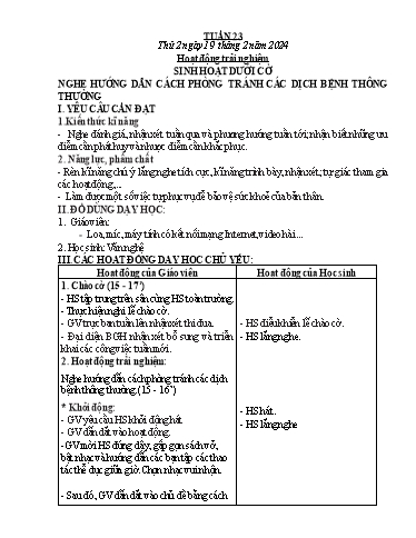 Kế hoạch bài dạy Lớp 2 - Tuần 23 - Năm học 2023-2024 - Hà Thị Mỹ Hướng