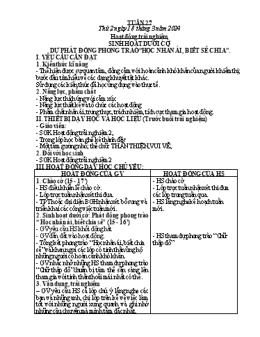 Kế hoạch bài dạy Lớp 2 - Tuần 27 - Năm học 2023-2024 - Mai Thị Thuận
