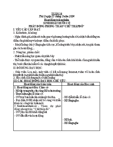 Kế hoạch bài dạy Lớp 2 - Tuần 28 - Năm học 2023-2024 - Hà Thị Mỹ Hướng
