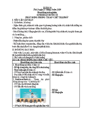 Kế hoạch bài dạy Lớp 2 - Tuần 28 - Năm học 2023-2024 - Phan Thị Loan
