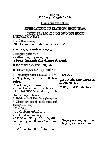 Kế hoạch bài dạy Lớp 2 - Tuần 30 - Năm học 2023-2024 - Hà Thị Mỹ Hướng