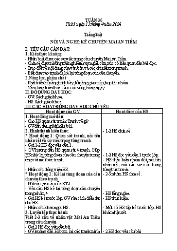 Kế hoạch bài dạy Lớp 2 - Tuần 30 - Năm học 2023-2024 - Mai Thị Thuận