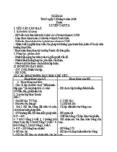 Kế hoạch bài dạy Lớp 2 - Tuần 30 - Năm học 2023-2024 - Nguyễn Thị Hồng Thuần