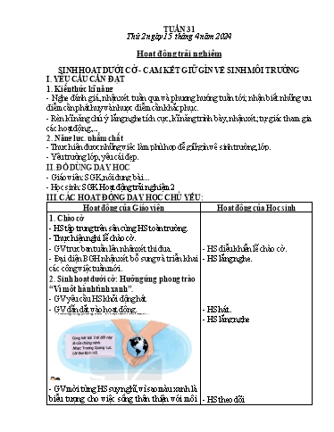 Kế hoạch bài dạy Lớp 2 - Tuần 31 - Năm học 2023-2024 - Hà Thị Mỹ Hướng