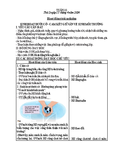 Kế hoạch bài dạy Lớp 2 - Tuần 31 - Năm học 2023-2024 - Phan Thị Loan
