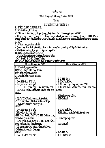 Kế hoạch bài dạy Lớp 2 - Tuần 33 - Năm học 2023-2024 - Mai Thị Thuận
