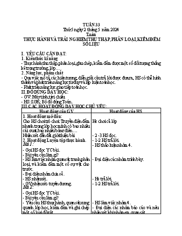 Kế hoạch bài dạy Lớp 2 - Tuần 33 - Năm học 2023-2024 - Nguyễn Thị Hồng Thuần