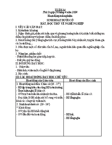 Kế hoạch bài dạy Lớp 2 - Tuần 34 - Năm học 2023-2024 - Hà Thị Mỹ Hướng