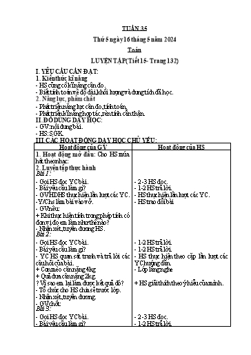 Kế hoạch bài dạy Lớp 2 - Tuần 35 - Năm học 2023-2024 - Mai Thị Thuận