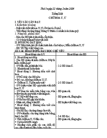 Kế hoạch bài dạy Tiếng Việt + Hoạt động trải nghiệm Lớp 2 - Tuần 23 - Năm học 2023-2024 - Phan Thị Loan