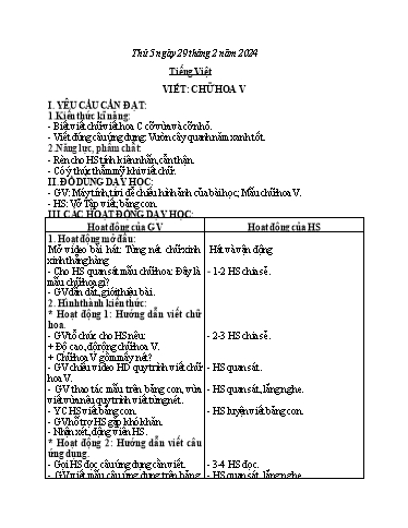 Kế hoạch bài dạy Tiếng Việt + Hoạt động trải nghiệm Lớp 2 - Tuần 24 - Năm học 2023-2024 - Phan Thị Loan