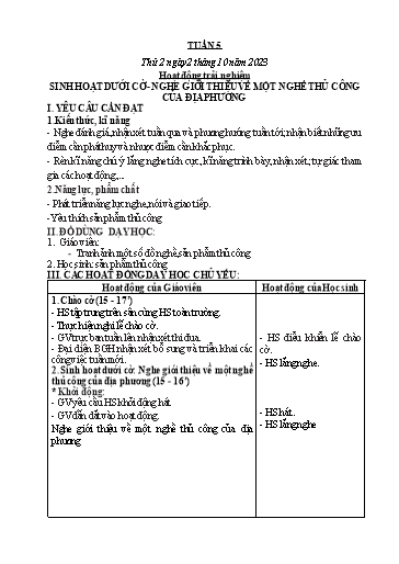 Kế hoạch bài dạy Toán + Tiếng Việt + Hoạt động trải nghiệm Khối 2 - Tuần 5 - Năm học 2023-2024 - Hà Thị Mỹ Hướng