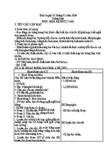 Kế hoạch bài dạy Toán + Tiếng Việt + Hoạt động trải nghiệm Khối 2 - Tuần 20 - Năm học 2023-2024 - Nguyễn Thị Hồng Thuần