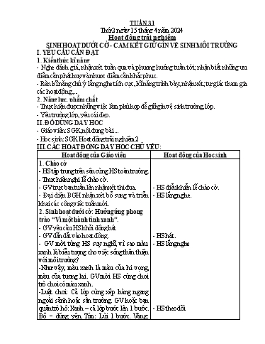 Kế hoạch bài dạy Toán + Tiếng Việt + Hoạt động trải nghiệm Khối 2 - Tuần 31 - Năm học 2023-2024 - Nguyễn Thị Hồng Thuần