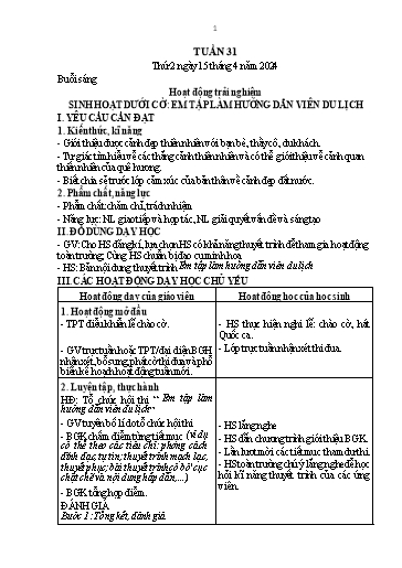 Kế hoạch bài dạy Toán + Tiếng Việt + Hoạt động trải nghiệm Lớp 1 - Tuần 31 - Năm học 2023-2024 - Nguyễn Thị Thanh Hiền