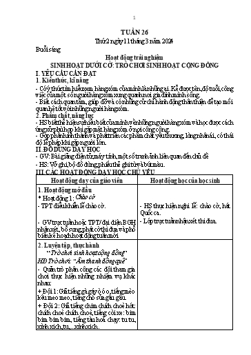 Kế hoạch bài dạy Toán + Tiếng Việt + Hoạt động trải nghiệm Lớp 1 - Tuần 26 - Năm học 2023-2024 - Nguyễn Thị Thanh Hiền