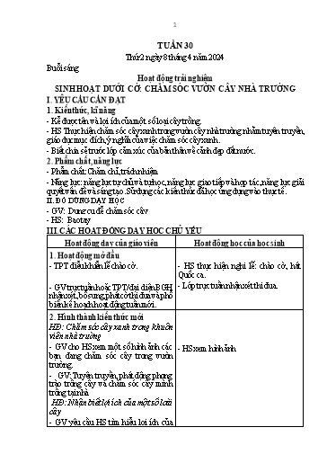 Kế hoạch bài dạy Toán + Tiếng Việt + Hoạt động trải nghiệm Lớp 1 - Tuần 30 - Năm học 2023-2024 - Nguyễn Thị Thanh Hiền