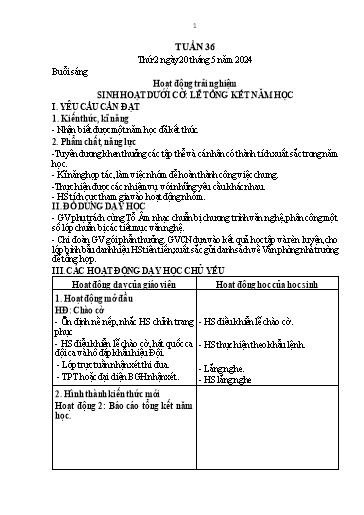Kế hoạch bài dạy Toán + Tiếng Việt + Hoạt động trải nghiệm Lớp 1 - Tuần 36 - Năm học 2023-2024 - Nguyễn Thị Thanh Hiền