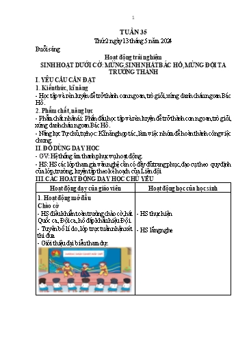 Kế hoạch bài dạy Toán + Tiếng Việt + Hoạt động trải nghiệm Lớp 1 - Tuần 35 - Năm học 2023-2024 - Nguyễn Thị Thanh Hiền