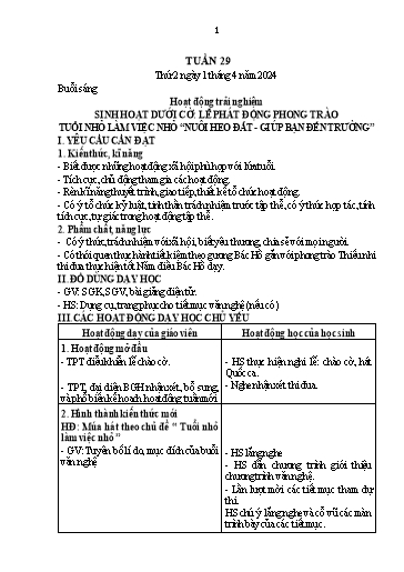 Kế hoạch bài dạy Toán + Tiếng Việt + Hoạt động trải nghiệm Lớp 1 - Tuần 29 - Năm học 2023-2024 - Nguyễn Thị Thanh Hiền